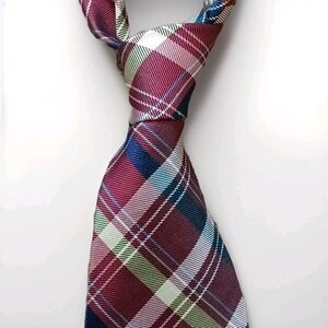 IZOD Mens Burgundy Plaid 100% Silk Tie 4"